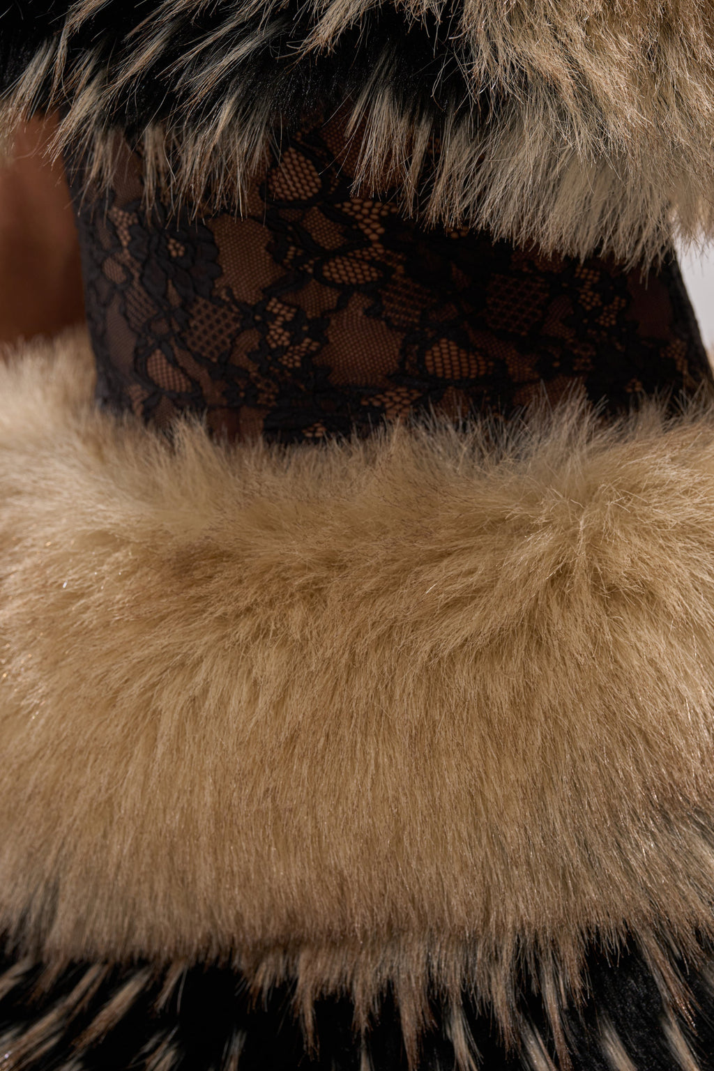COOL GIRLS ONLY LACE FUR MINI DRESS