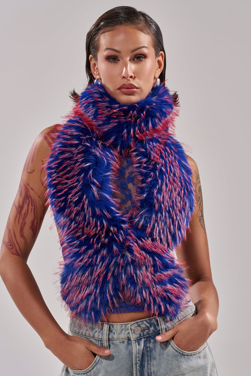 FEEL ME BABY FUR BLOUSE IN BLUE