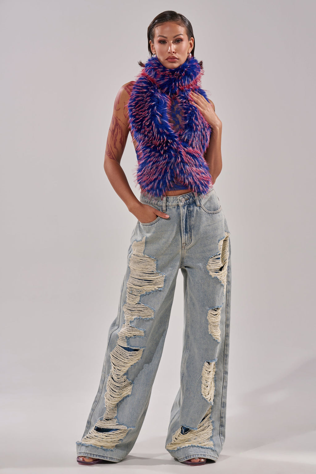 FEEL ME BABY FUR BLOUSE IN BLUE
