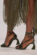 AZALEA WANG KELEDER OLIVE CROC PEEP TOE PUMP