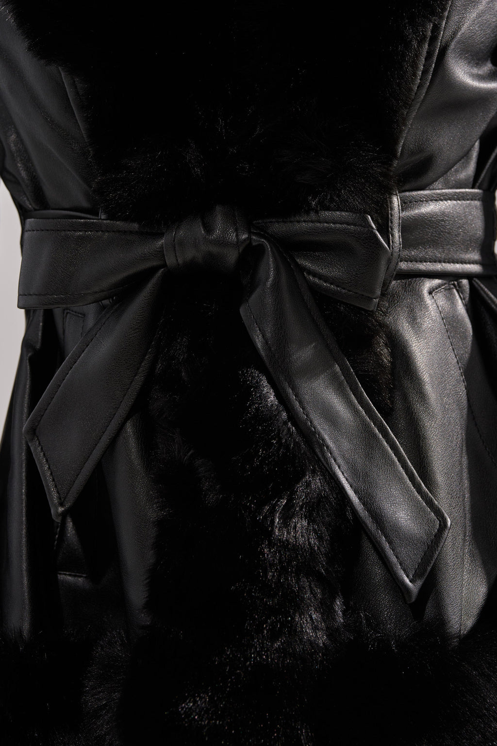 KENZY FUR TRIM PEPLUM MOTO IN BLACK