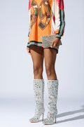 AZALEA WANG LAMARCA RHINESTONE COVERED BOOT IN PINK