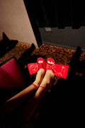 AZALEA WANG LANYIN RED LIQUID LUXE BOW SANDAL