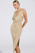 KEEPIN IT SIMPLE METALLIC MIDI DRESS