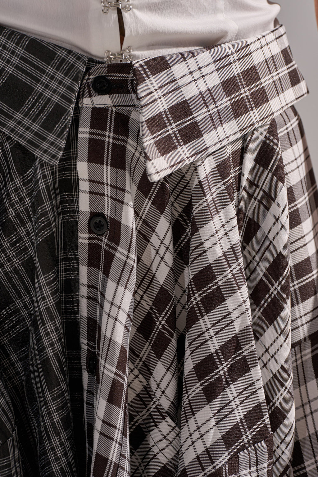 FALL VIBES PLAID MIDI SKIRT