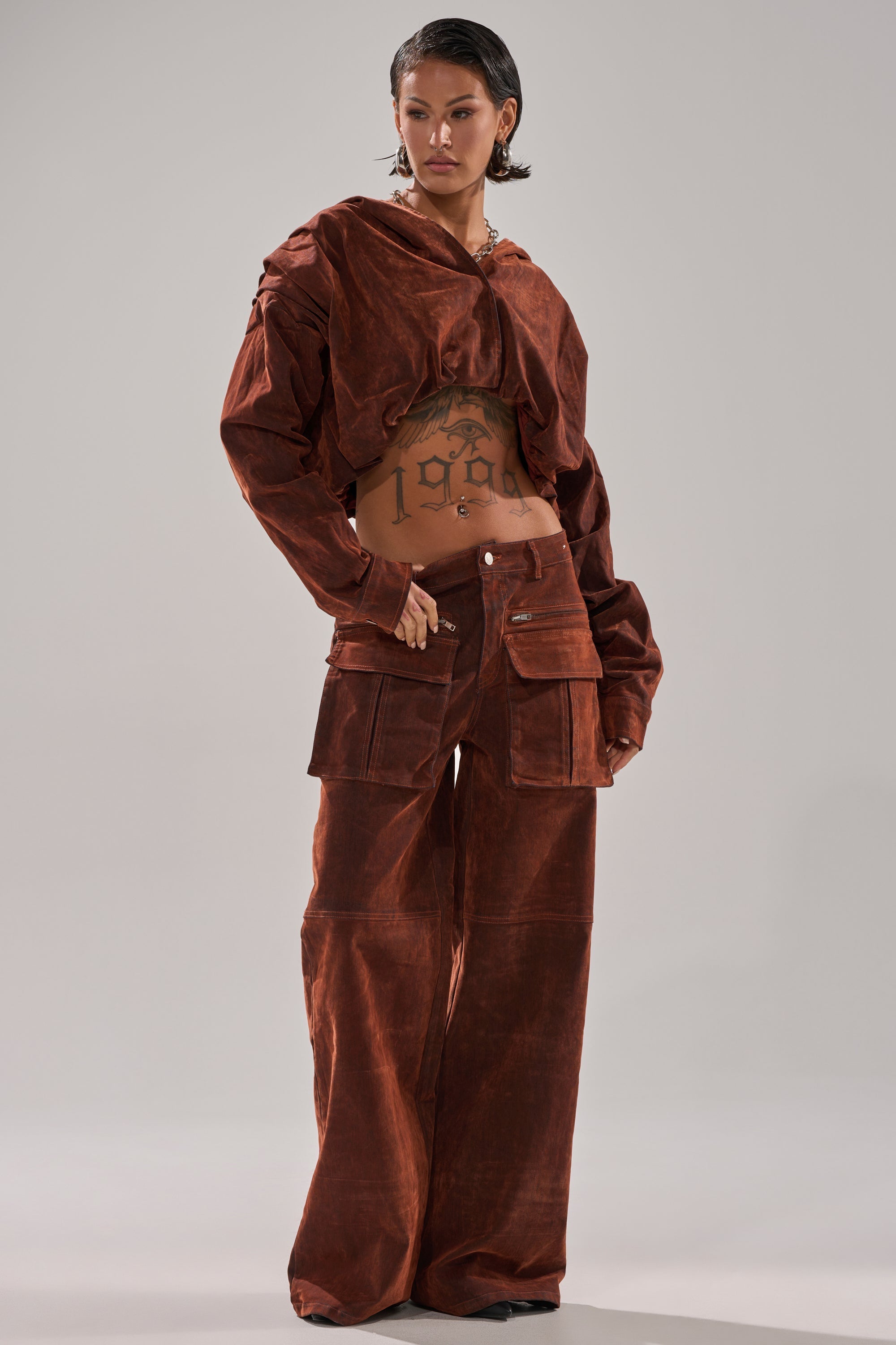 THINK ABOUT YOU ALL THE TIME VELVET DENIM CARGO TROUSER