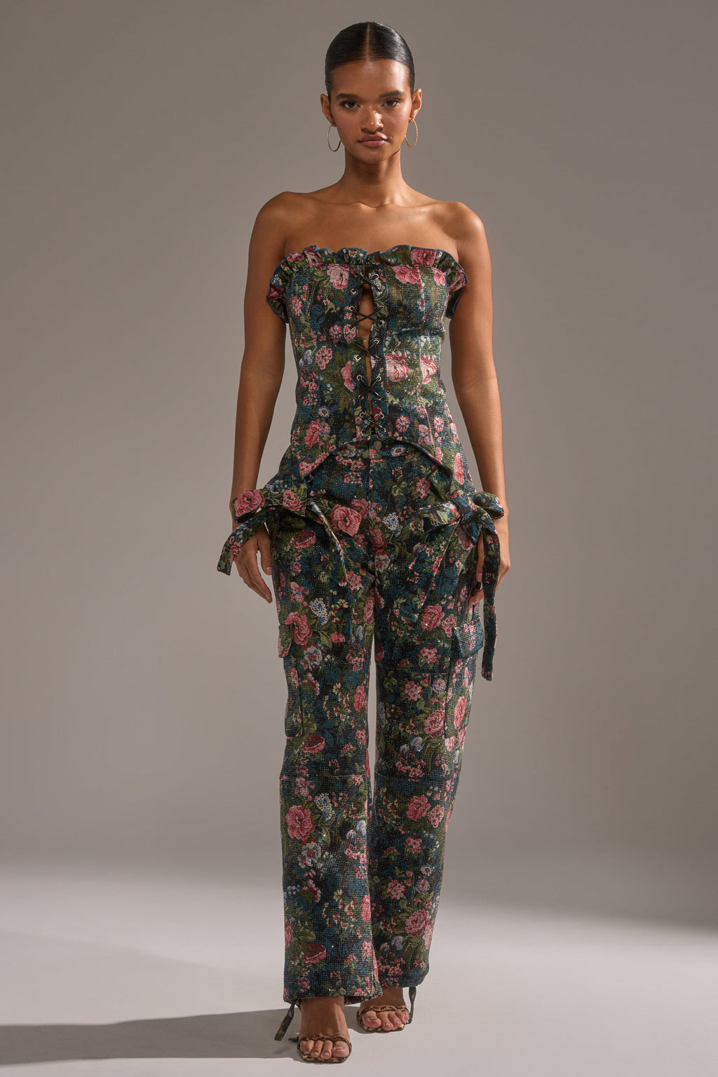 I WANT YOU FLORAL RHINESTONE CORSET