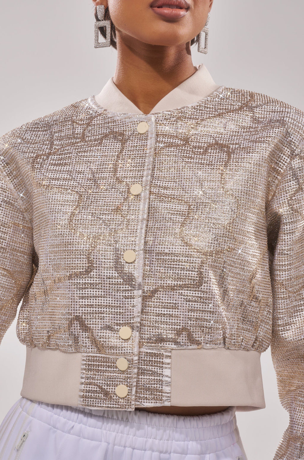 GOLDEN HOUR EMBELLISHED BROCADE BOMBER