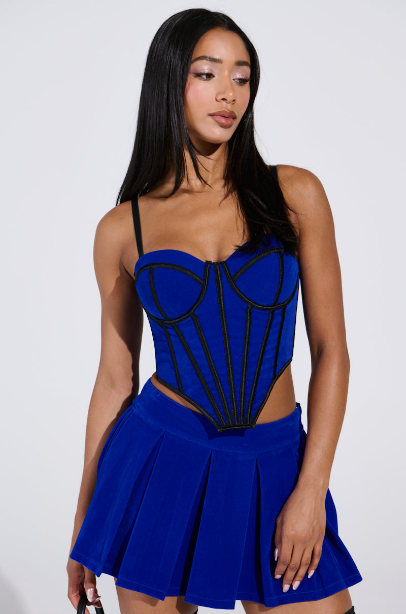 IM THAT TYPE BABY BLUE VELVET CORSET