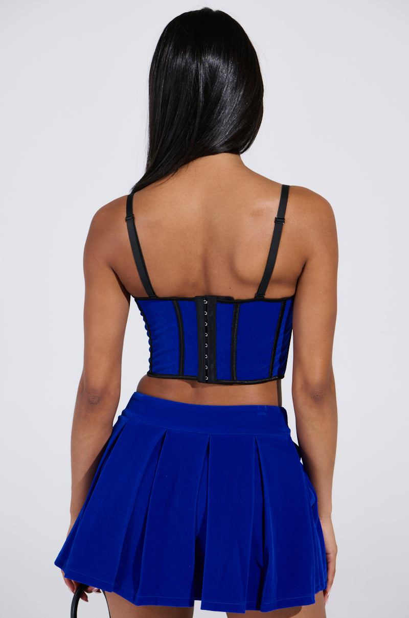 IM THAT TYPE BABY BLUE VELVET CORSET