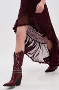 AZALEA WANG UMBRA BURGUNDY WESTERN BOOTIE