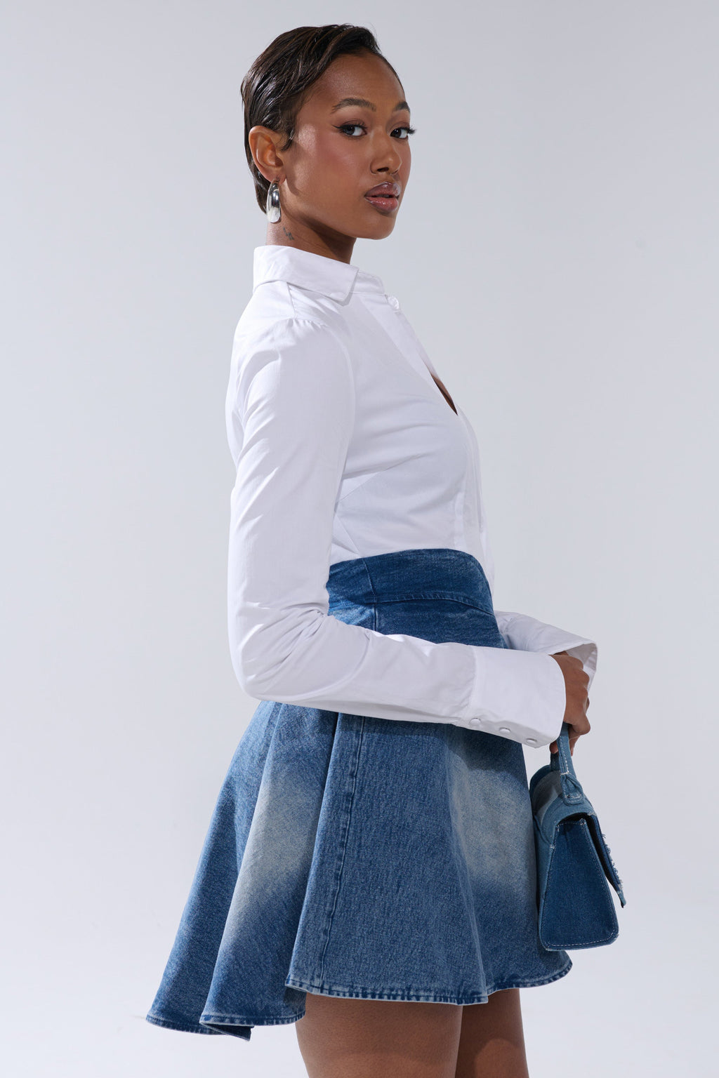 DONT NEED NOBODY DENIM MINI DRESS