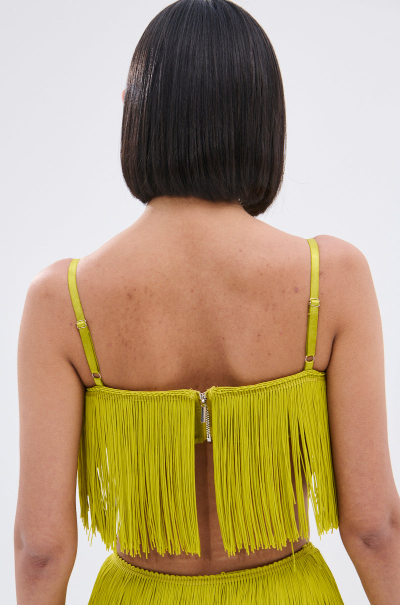 OH SO FRINGE TOP IN GREEN