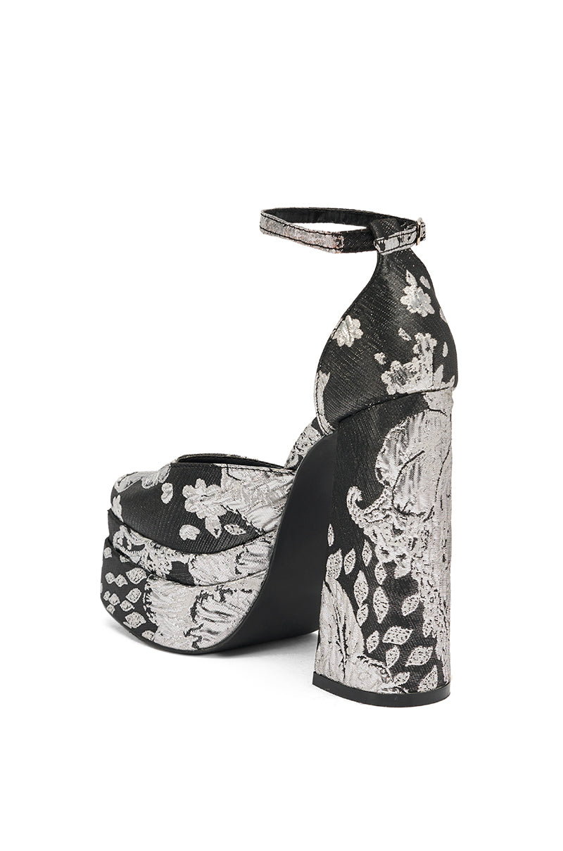 AZALEA WANG ZIPPORAH BLACK BROCADE PUMP