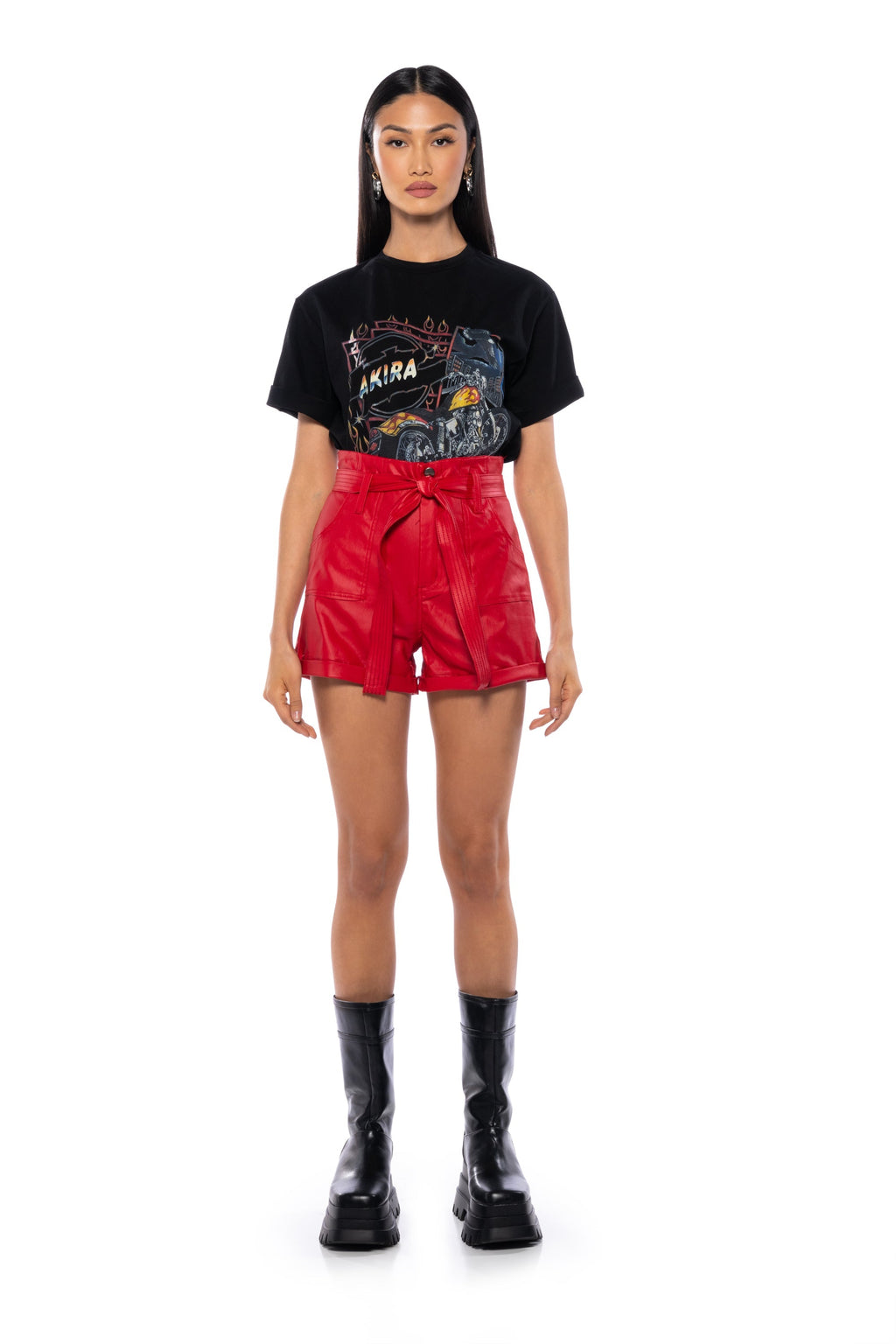 ALPHA HIGH RISE PLEATHER SHORTS