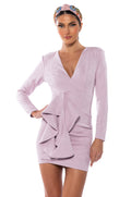 AMARA FAUX SUEDE LONG SLEEVE MINI DRESS