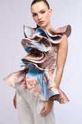 ANGEL WAYS SILKY SLEEVELESS PEPLUM BLOUSE