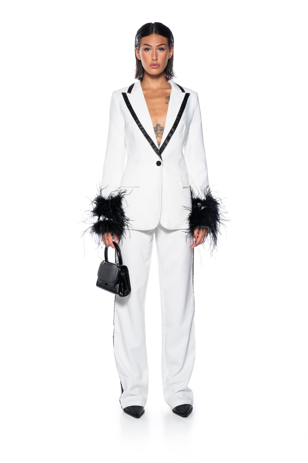 LANTIS WHITE TROUSER WITH RIBBON SEAM