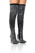 AZALEA WANG ANALIA RHINESTONE SPARKLE STILETTO BOOT IN BLACK