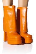 AZALEA WANG BABY FOLD OVER BOOTIE IN ORANGE
