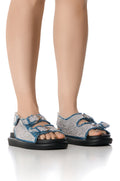 AZALEA WANG BASIA DENIM SILVER RHINESTONE SANDAL