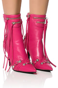AZALEA WANG BROOKLYN PU BOOTIE IN PINK
