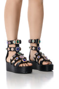 AZALEA WANG CILLIAN BLACK EMBELLISHED GLADIATOR SANDAL