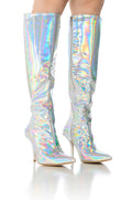 AZALEA WANG COLLETE HOLOGRAPHIC BOOT