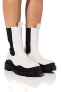 AZALEA WANG GHOSTED FLATFORM CHELSEA BOOT IN BLACK WHITE