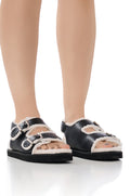 AZALEA WANG HOXTON FUZZY SANDAL IN BLACK