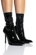 AZALEA WANG ISABELLA PATENT STRETCH BOOTIE IN BLACKPATENT