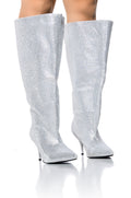 AZALEA WANG JARROW SILVER RHINESTONE BOOTIE