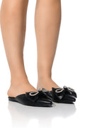 AZALEA WANG MORRIGAN BLACK EMBELLISHED BOW DETAIL FLAT