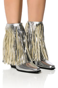 AZALEA WANG SCARLETT METALLIC CHUNKY BOOTIE IN SILVER