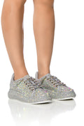 AZALEA WANG STOP AND STARE FLAT SNEAKER IN SILVER