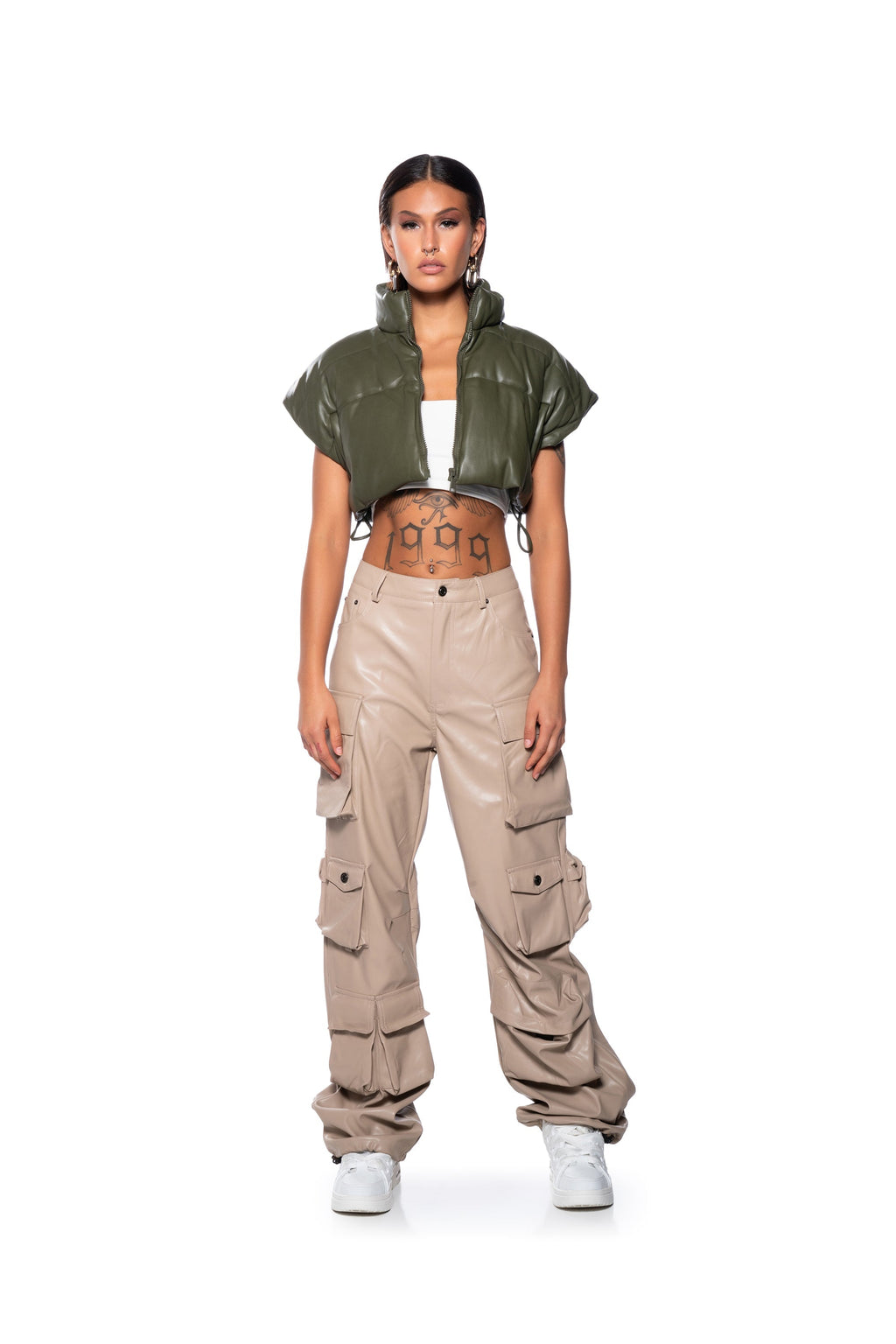 BASICALLY A MODEL PU CARGO PANT