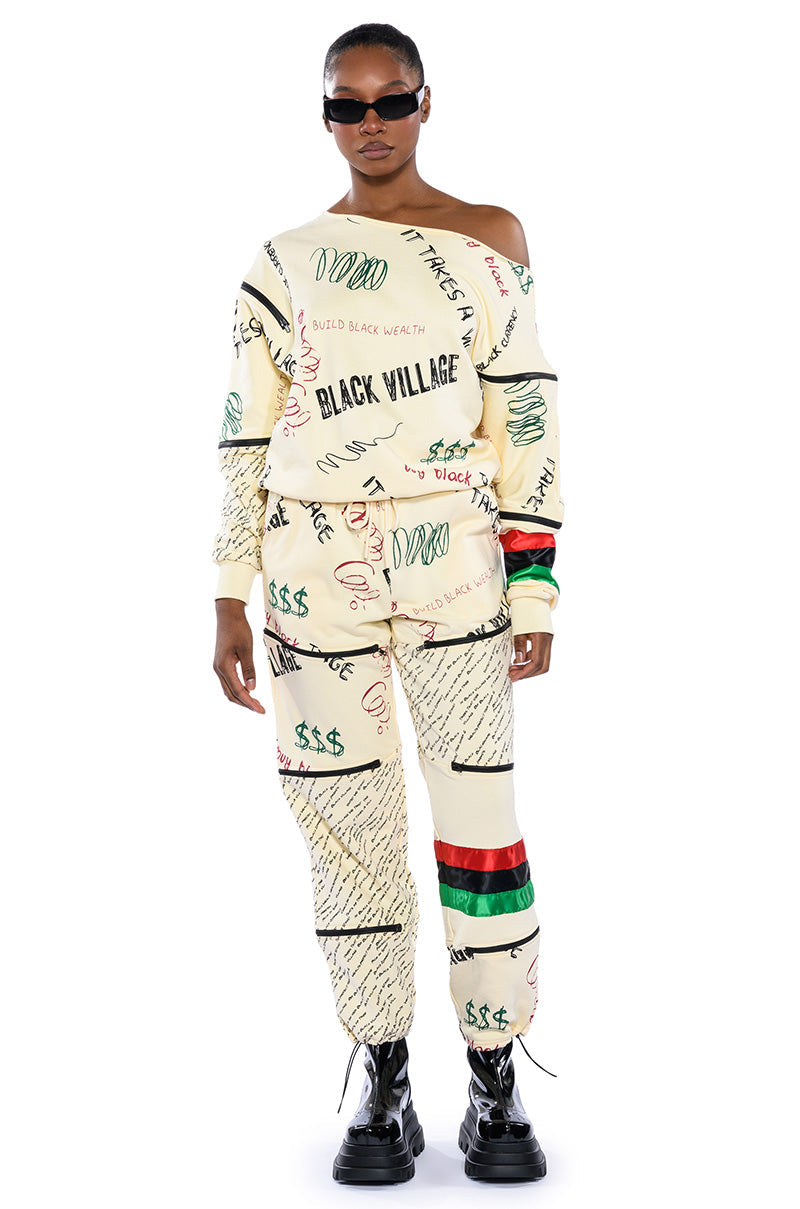 BLACK VILLAGE FOUNDATION ZIPPER DETAIL SWEATPANT