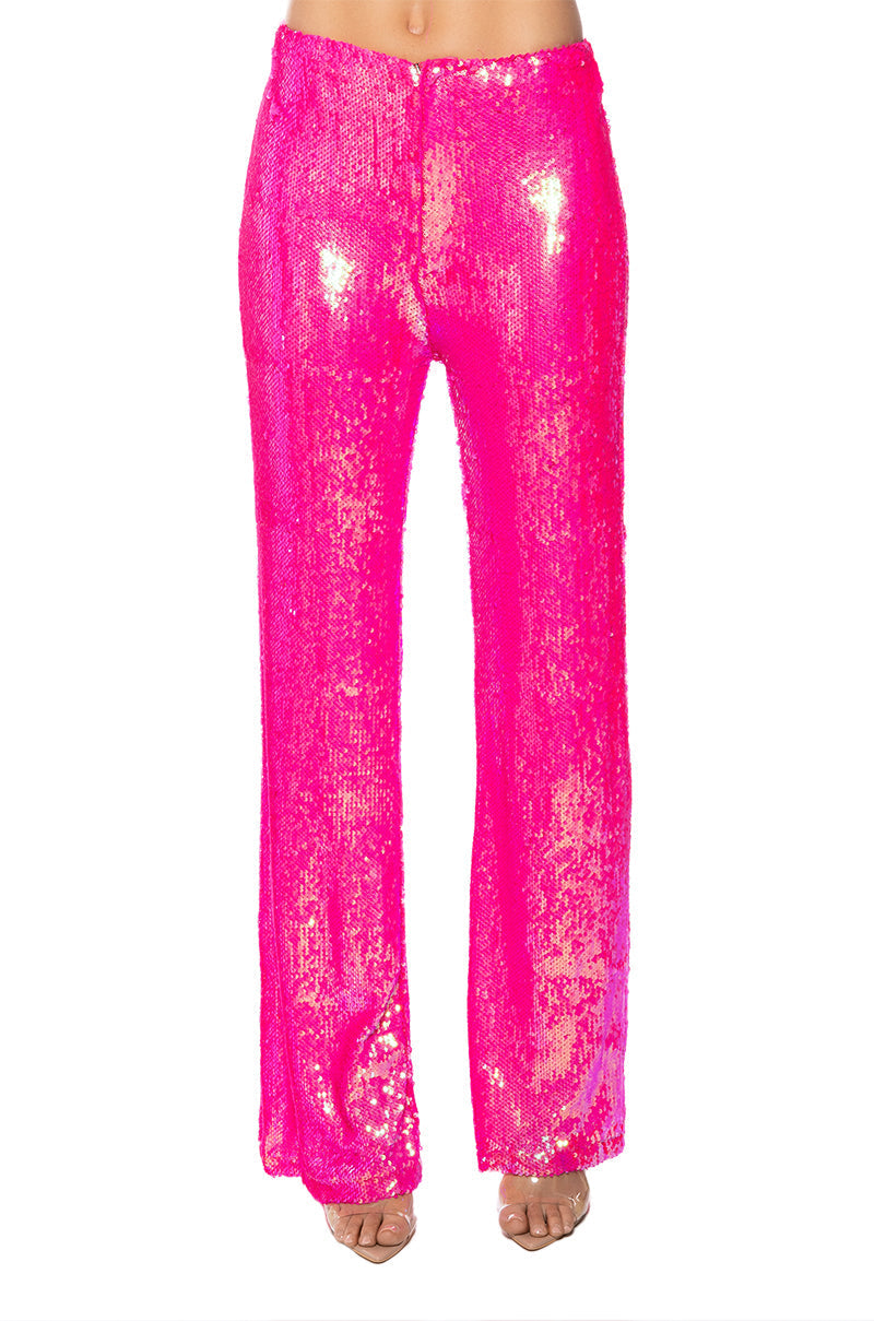 BRIGHT BRIGHT PINK SEQUIN TROUSER