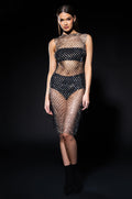 BRING ON THE BLING SHEER MIDI DRESS