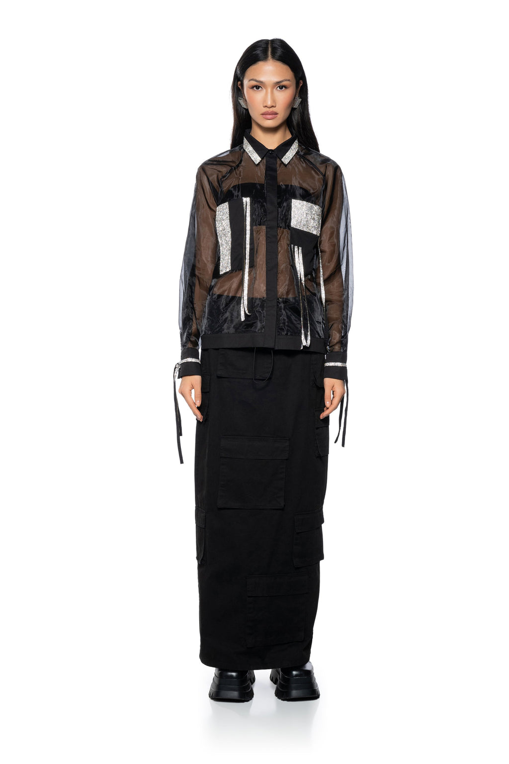 BUSINESS IN THE FRONT SHEER BLOUSE