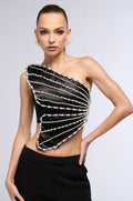 BUTTERFLY DREAMS ONE SHOULDER SATIN TOP