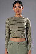 COME AROUND DISTRESSED LONG SLEEVE TOP