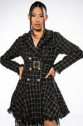 GEMMA BELTED TWEED MINI DRESS