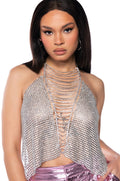 ICE QUEEN RHINESTONE HALTER TOP
