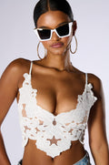 IN THE GARDEN VELVET BRALETTE TOP IN WHITE