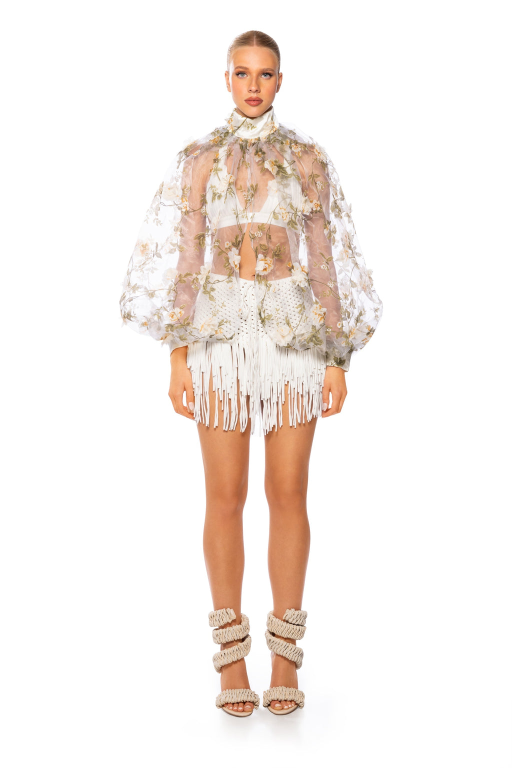 LENNON VOLUME SLEEVE FLORAL BLOUSE