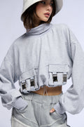 LENI CARGO POCKET MOCK NECK SWEATSHIRT