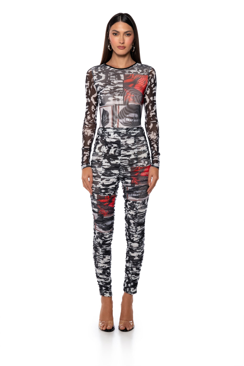 LIPS ARE SEALED RUCHED MESH LEGGING