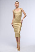 MOVE YOUR BODY METALLIC MIDI DRESS IN GOLD