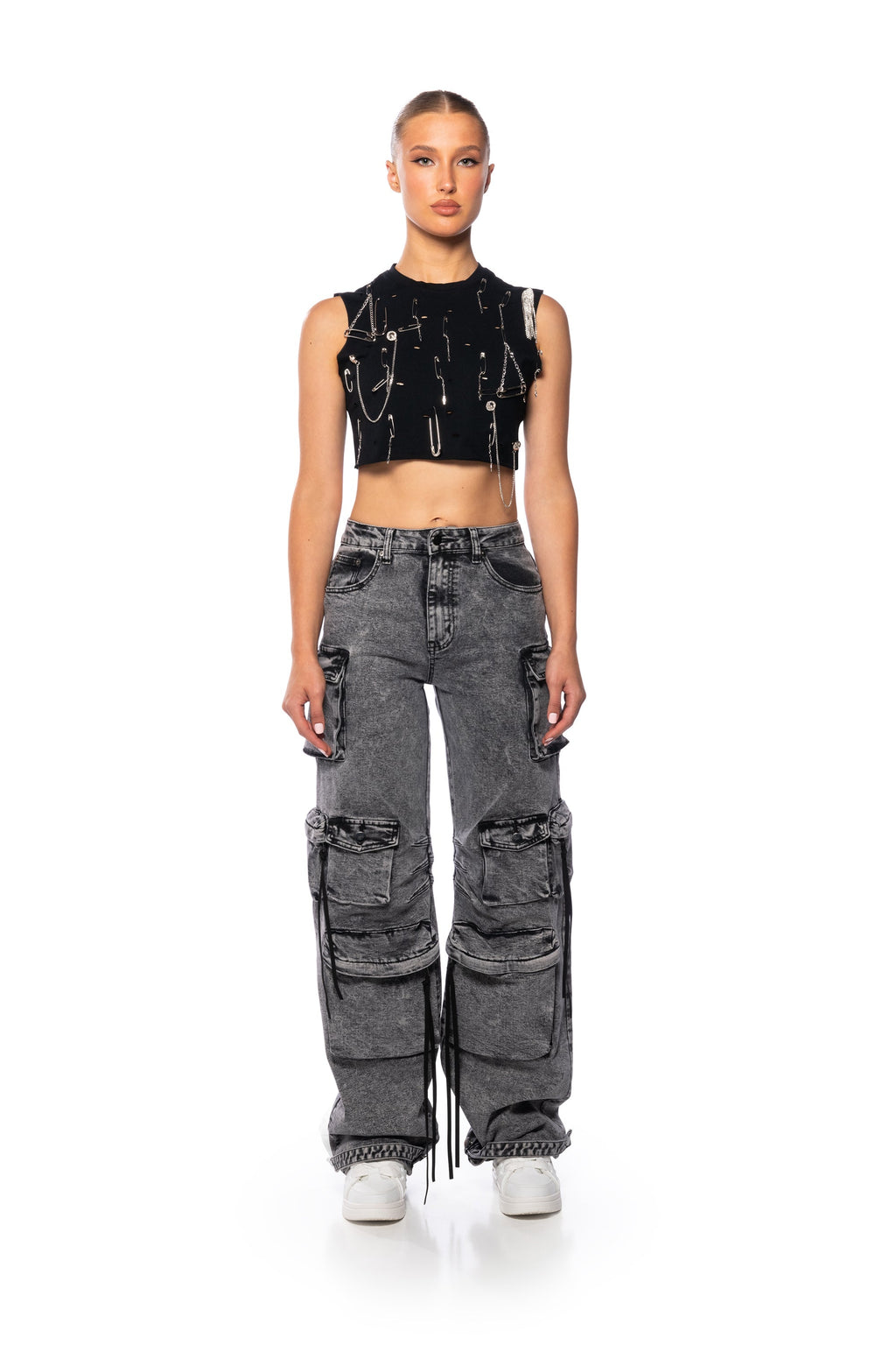 NEW PUNK EMBELLISHED TANK TOP